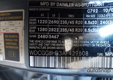 2010 Mercedes-Benz Glk 350 4Matic from USA, damaged, VIN WDCGG8HB3AF429608